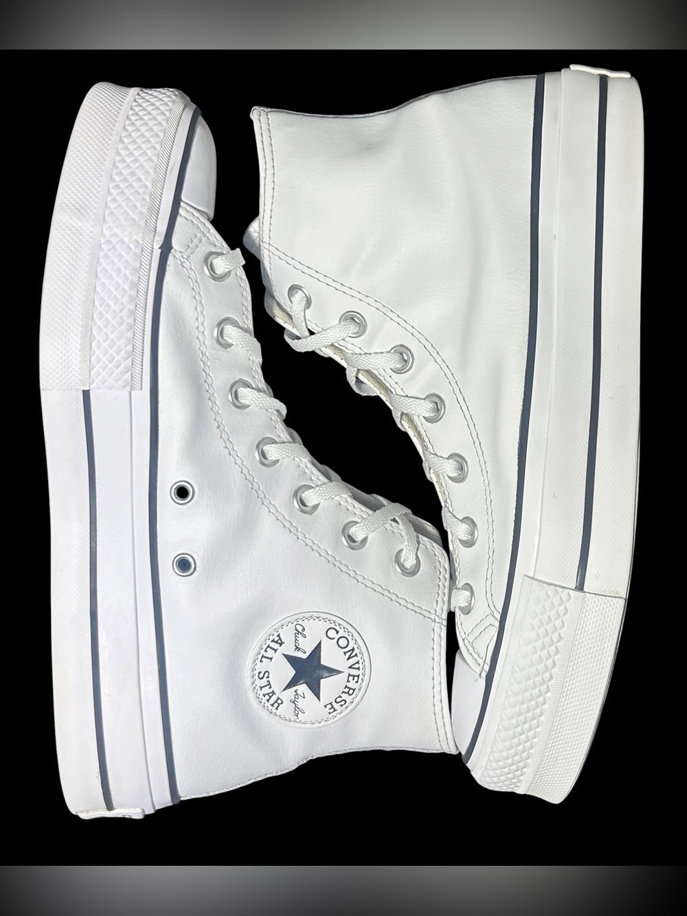 Converse Chuck Taylor All Star Lift High White Leather Women’s SZ 8.5 Platform